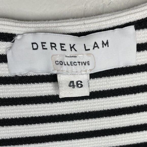 DEREK LAM Collective Dress Womens 46 US 10 Stripe Stretch Knit Sheath Sleeveless - Picture 11 of 12